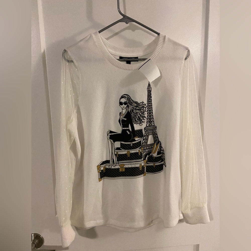Paris themed blouse NWT XL